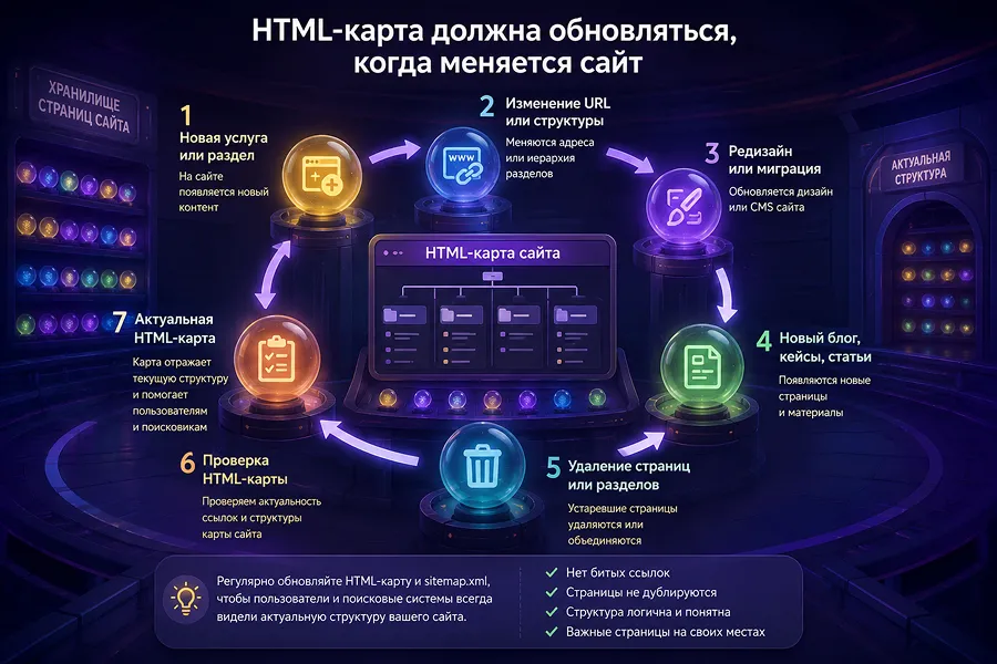 HTML-карта должна обновляться, когда меняется сайт